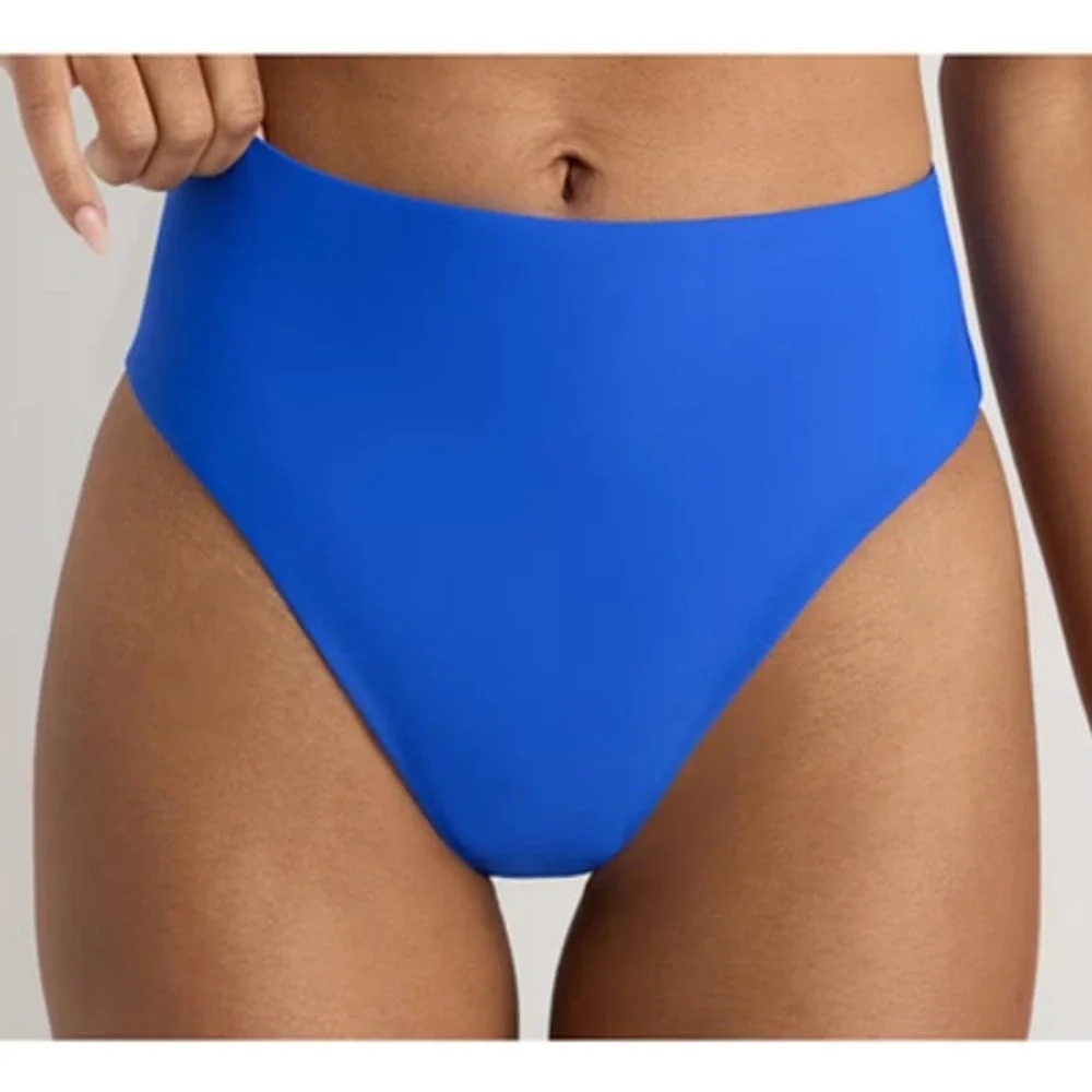 quince italian high-rise high-leg bikini bottom swimsuit electric blue x-small